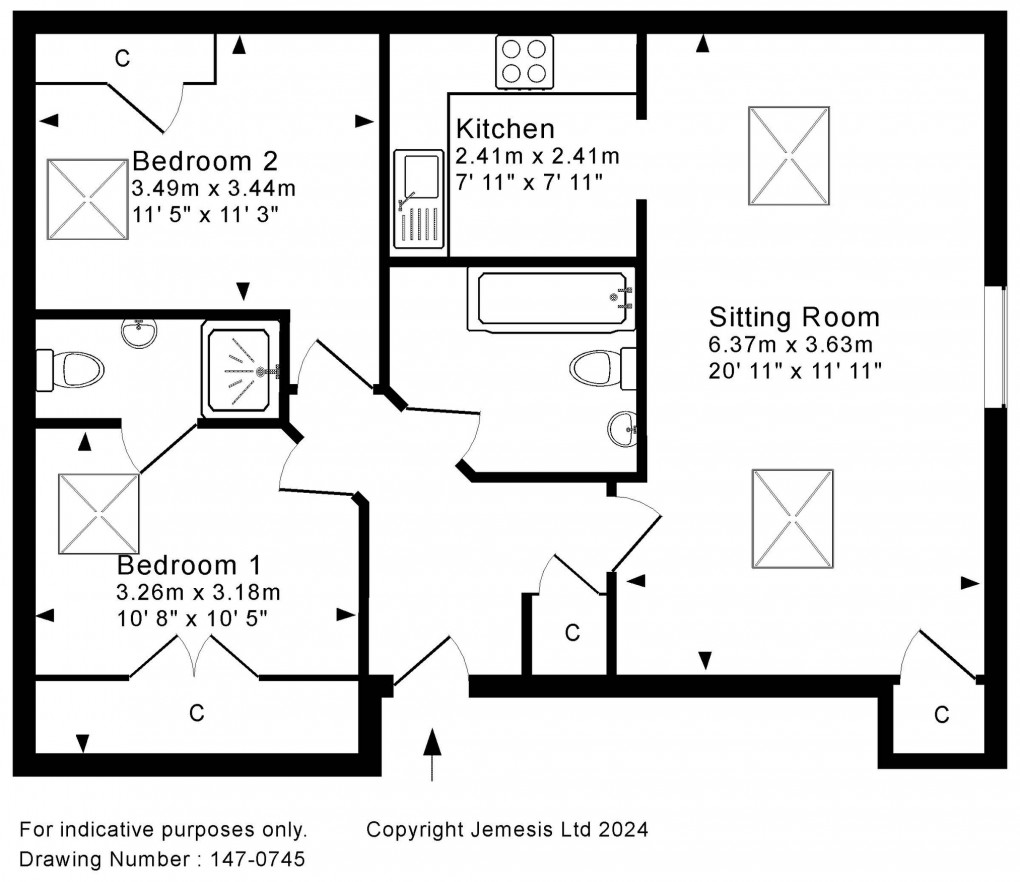 Floorplan for Flat 9, Kings Castle Court, Bath Road, Wells, Somerset