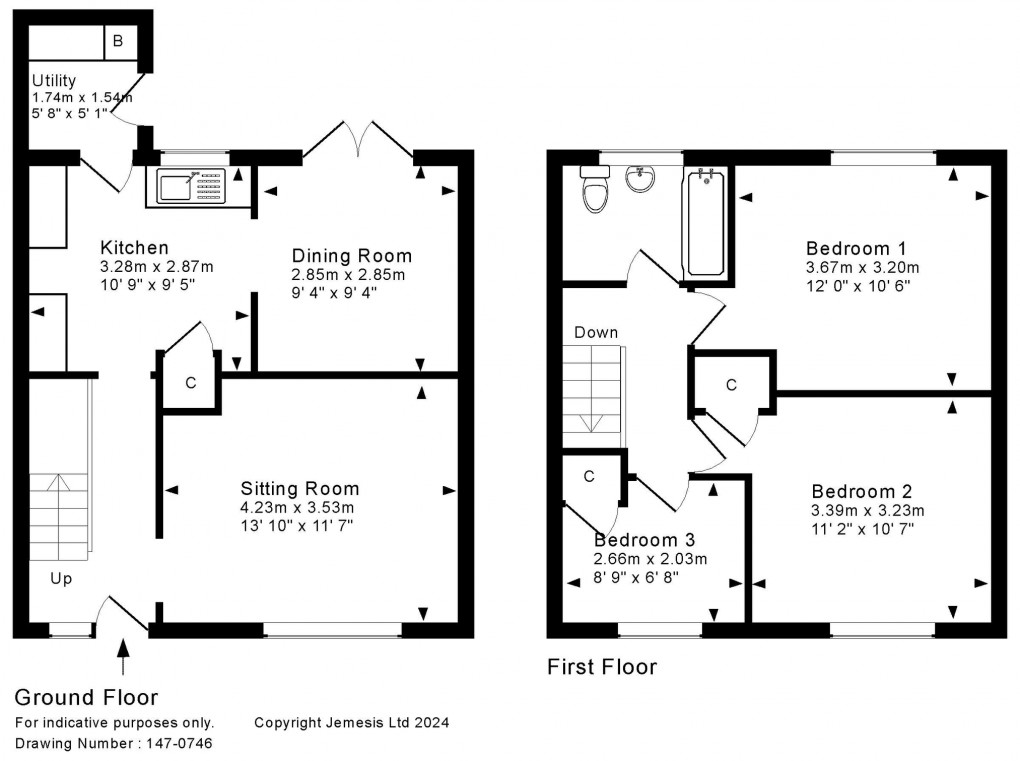 Floorplan for Bowring Close, Coxley, Wells, Somerset