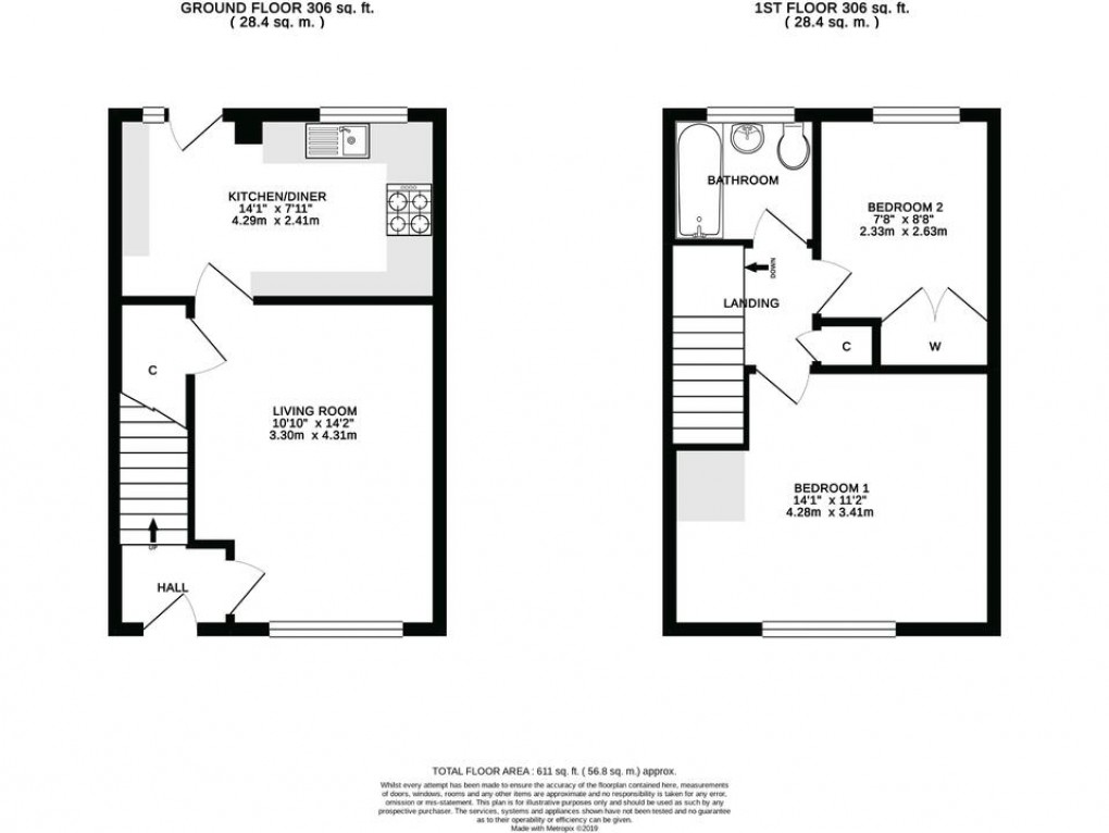 Floorplan for Dunkerton Close, Glastonbury, Somerset