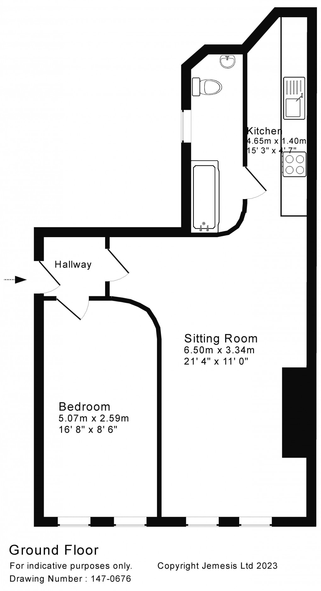 Floorplan for Flat 2, 1 Sadler Street, Wells