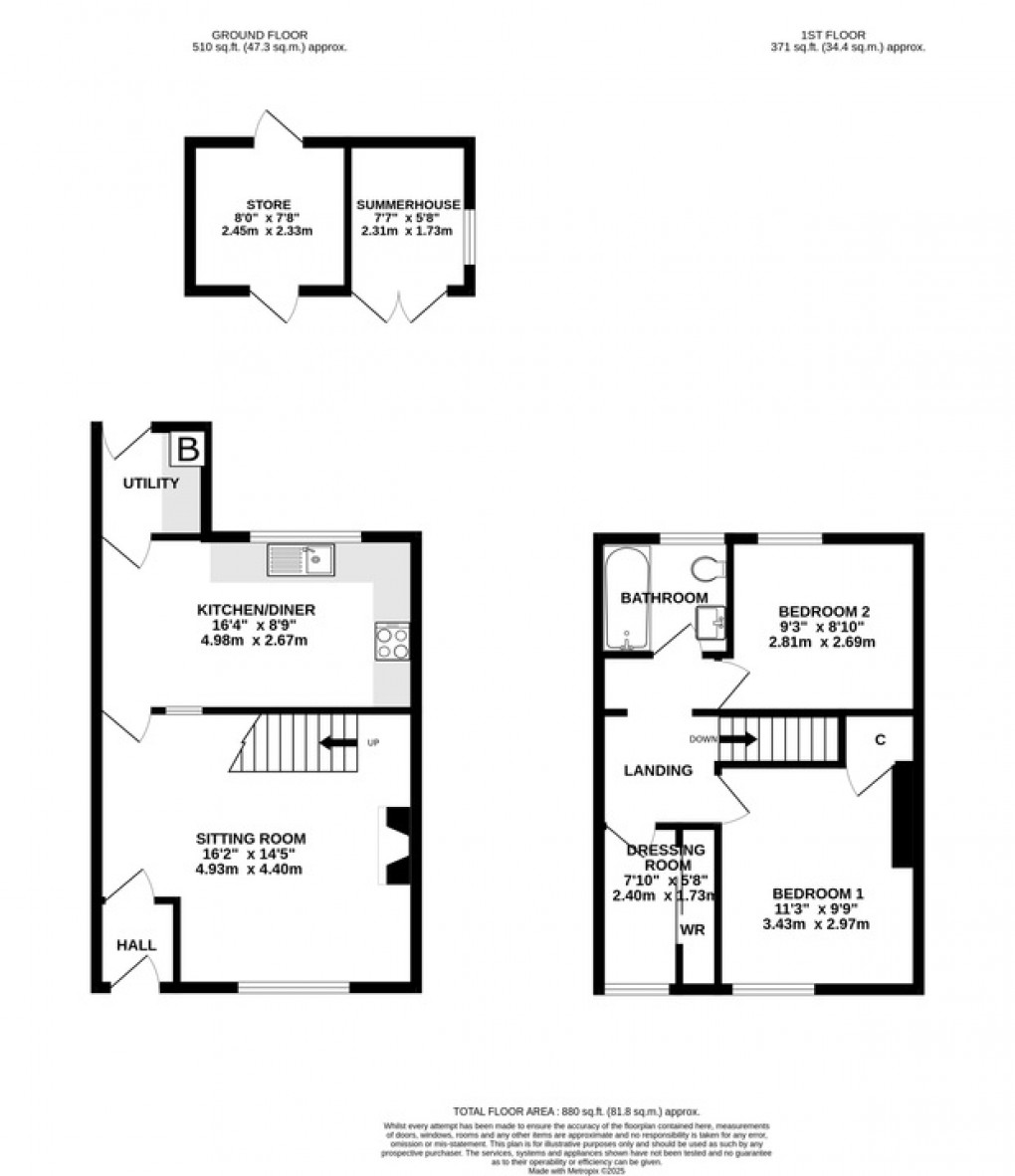 Floorplan for Northload Bridge Cottages, Glastonbury