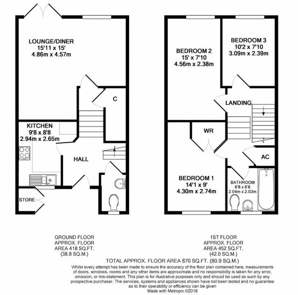Floorplan for Cottle Close, Glastonbury, Somerset