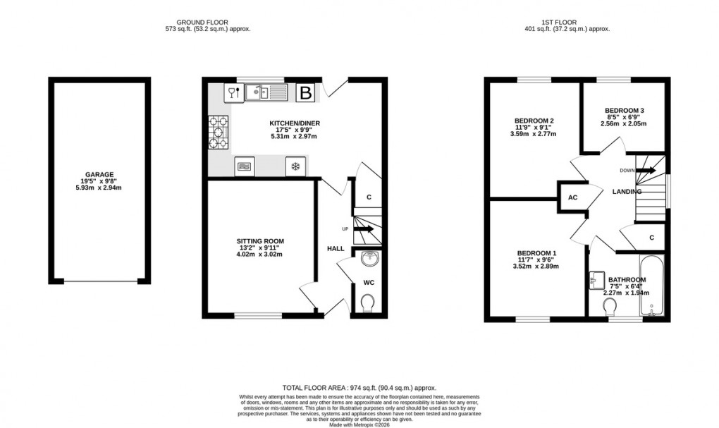 Floorplan for Iris Way, Huish Episcopi