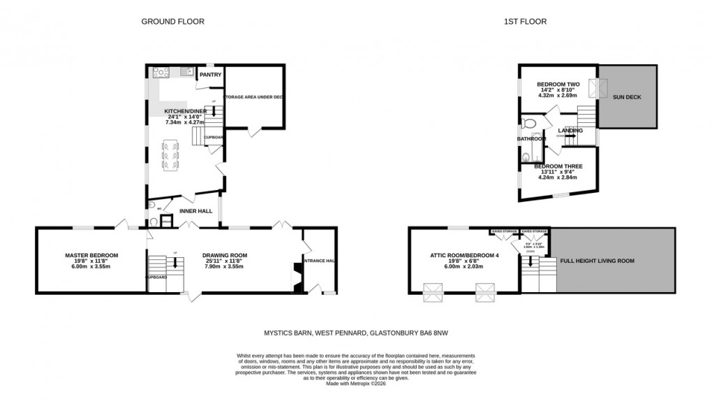 Floorplan for Mystics Barn, West Pennard