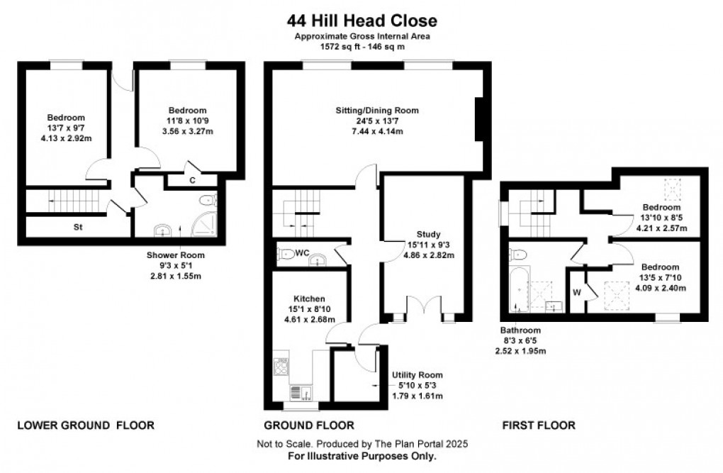 Floorplan for Hill Head Close, Glastonbury, Somerset