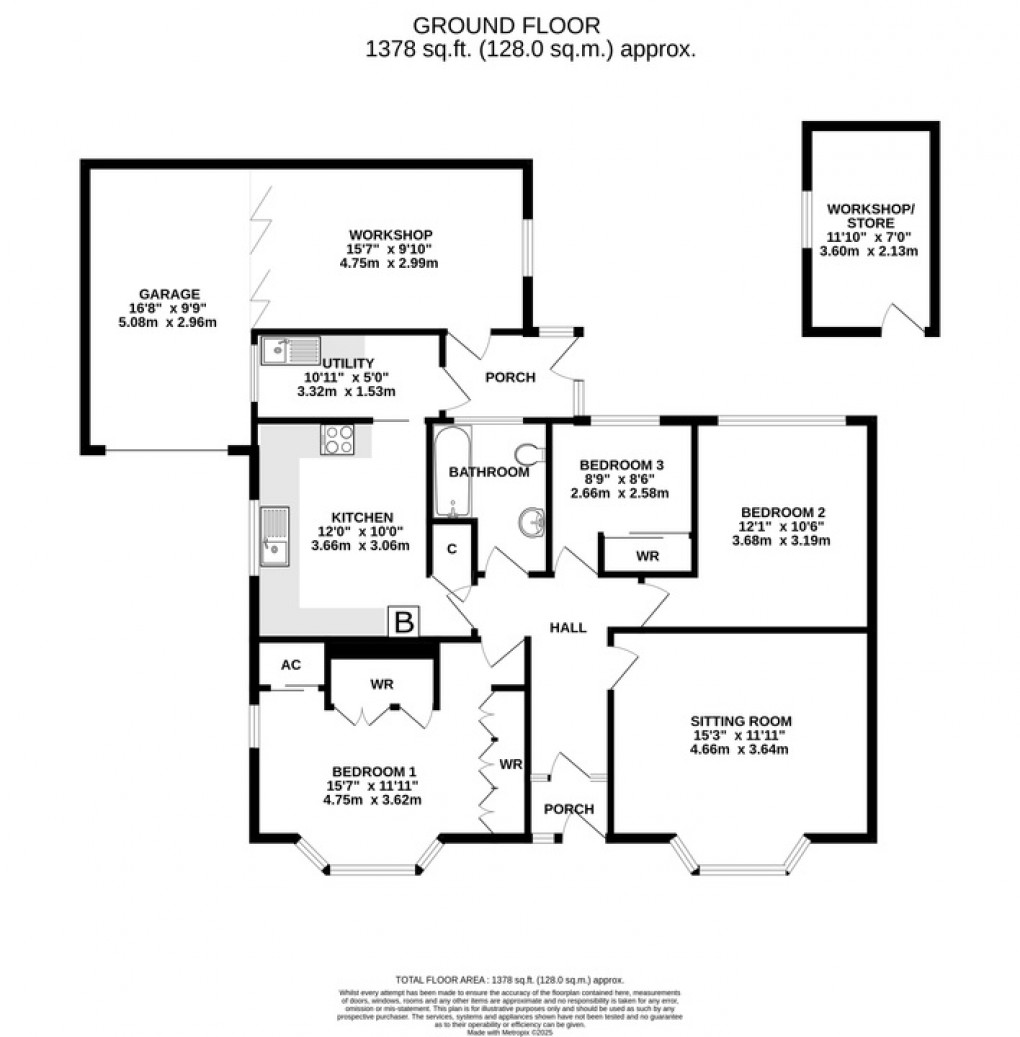Floorplan for Sunnyview, Oxenpill, Meare, Glastonbury, Somerset