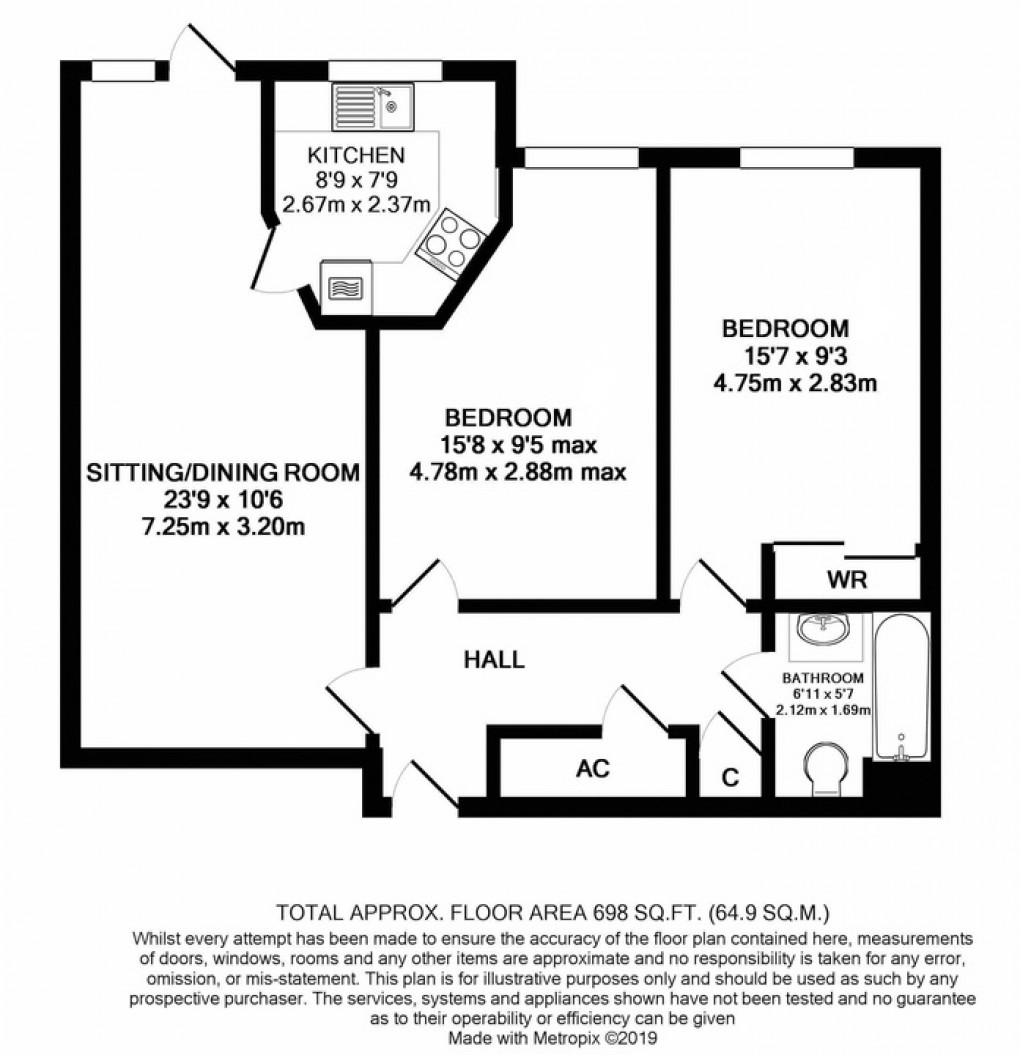 Floorplan for Cavendish Lodge, Glastonbury