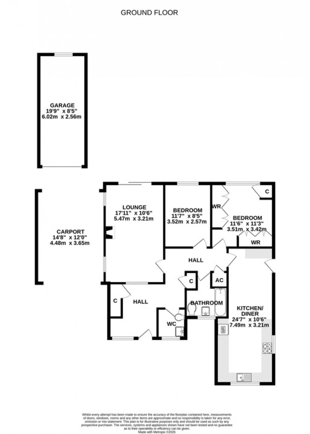 Floorplan for Coxs Drive, Baltonsborough, Glastonbury, Somerset