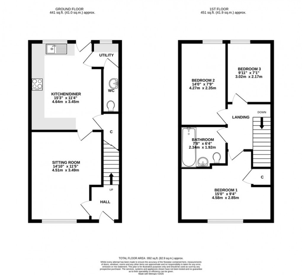 Floorplan for Pinching Close,  Wells, Somerset