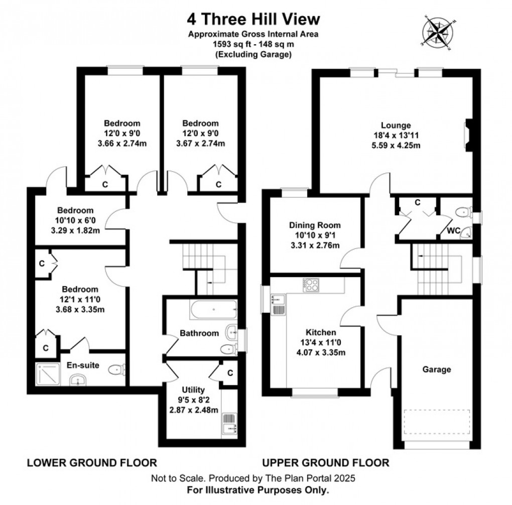 Floorplan for Three Hill View, Glastonbury