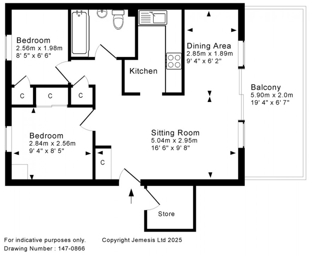 Floorplan for Flat 9, Shepton Mallet
