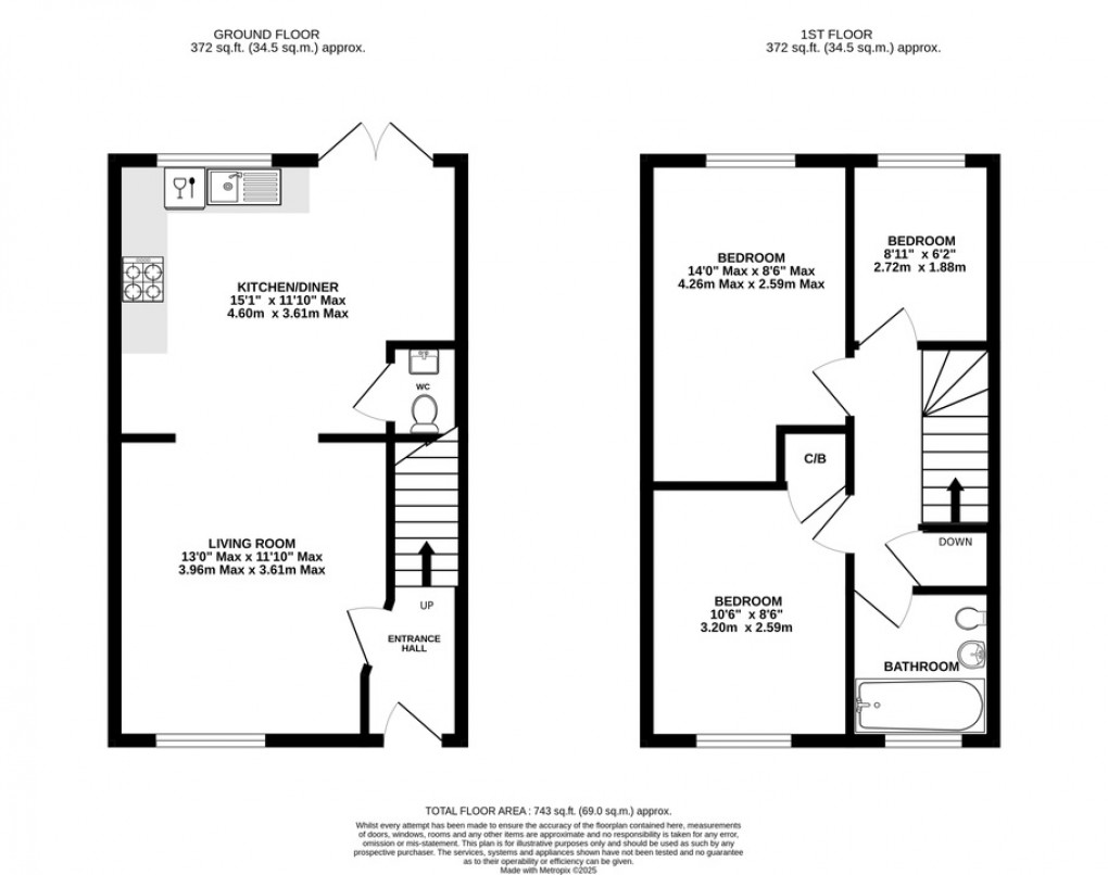 Floorplan for Polden Court, Ashcott