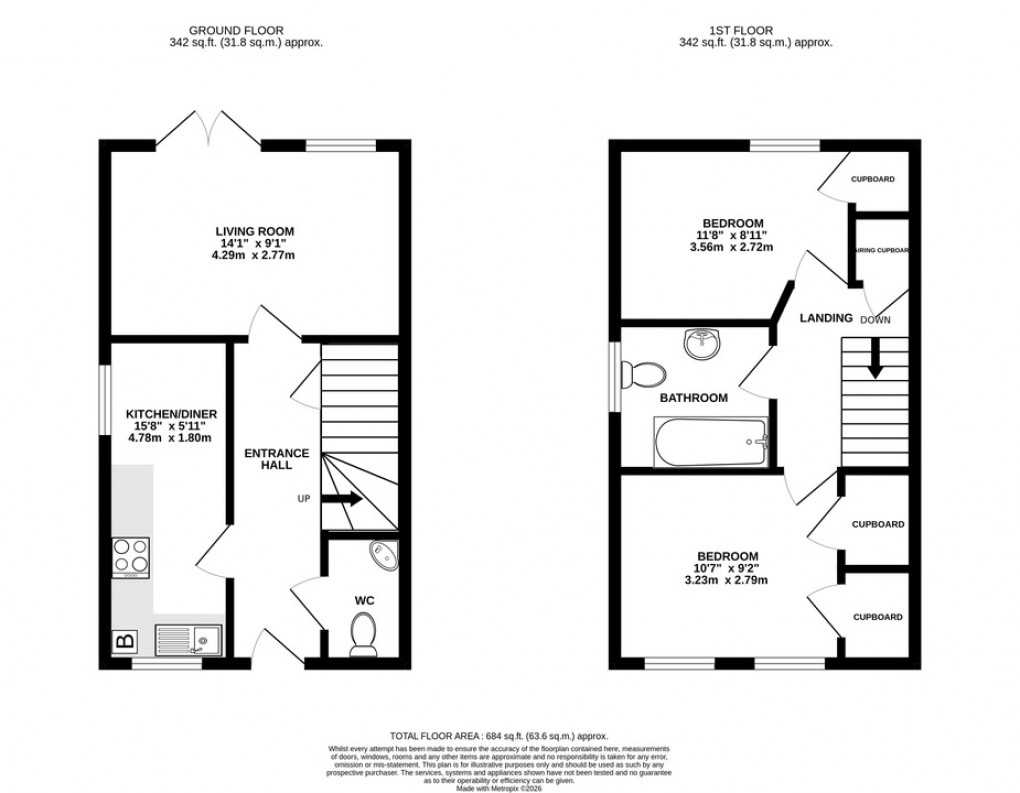 Floorplan for Robins Way, Compton Dundon