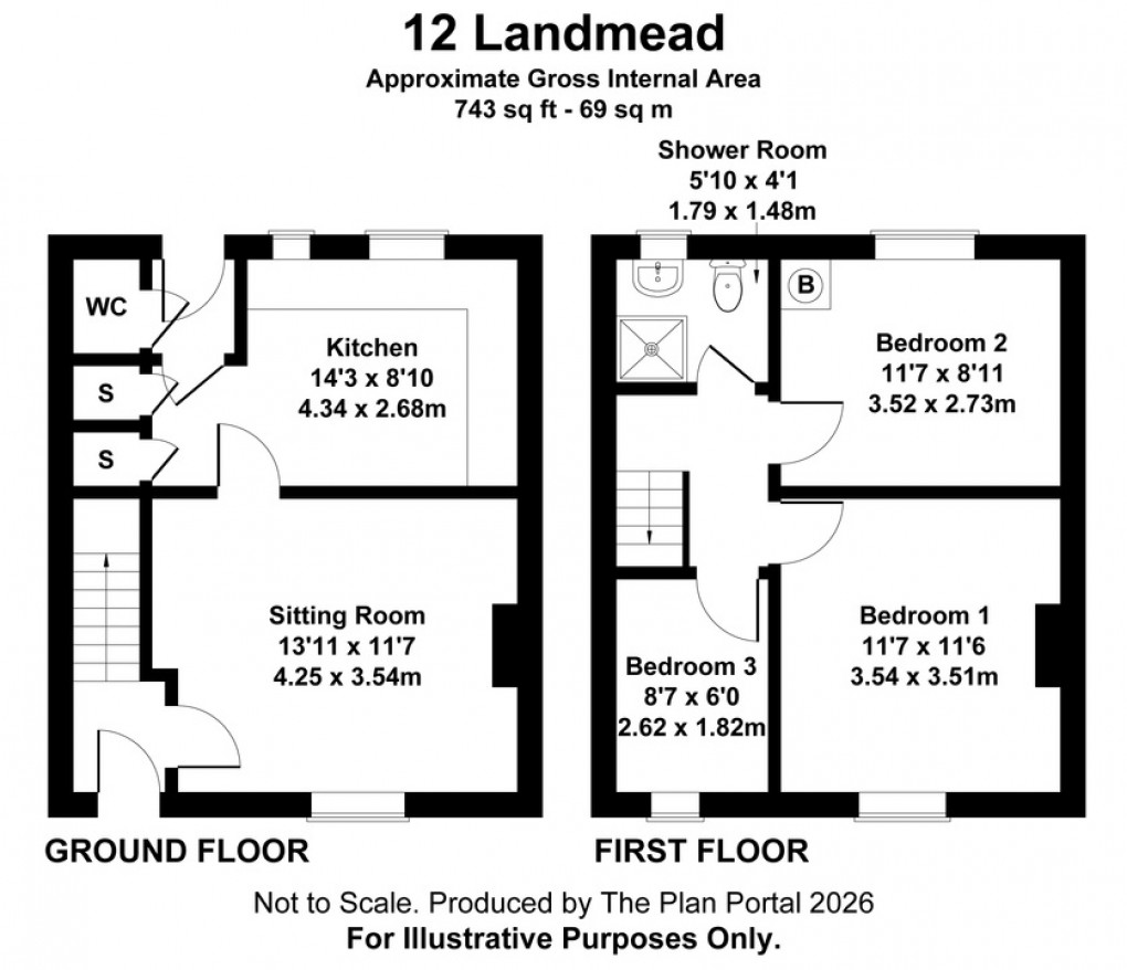 Floorplan for Landmead, Glastonbury