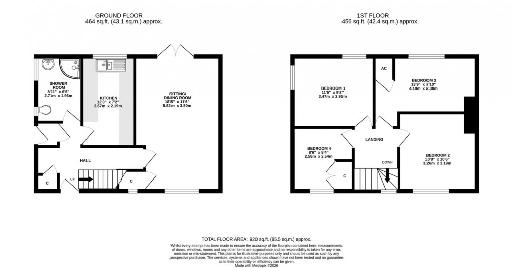 Floorplan for Monks Ford, Wookey