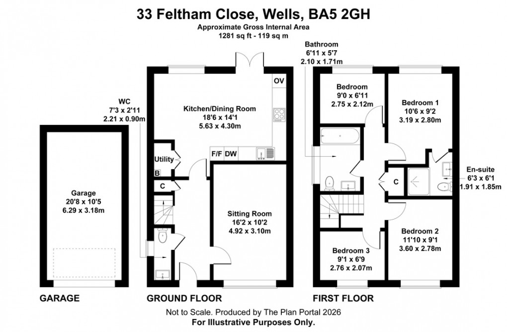 Floorplan for Feltham Close, Wells
