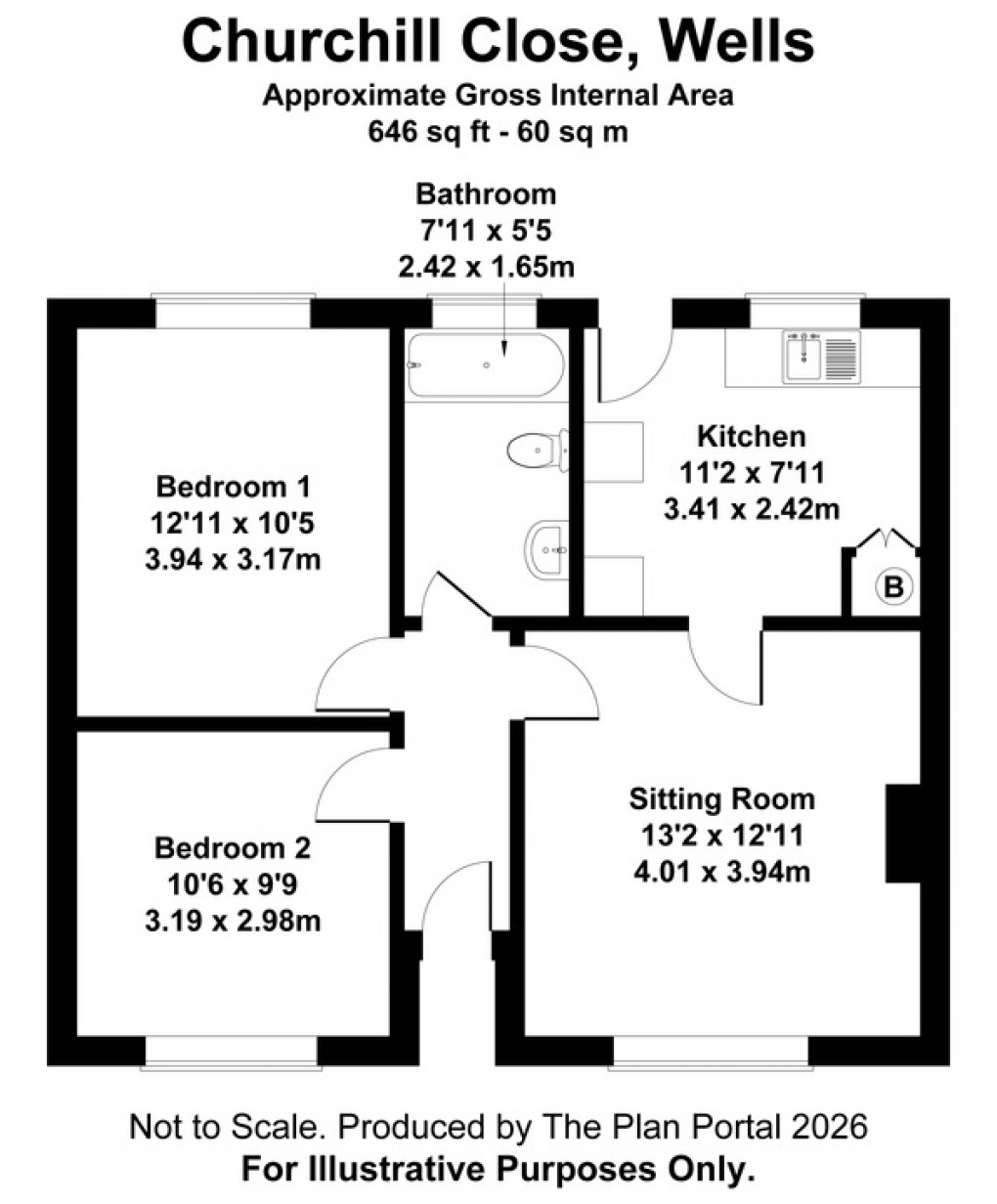Floorplan for Churchill Close, Wells