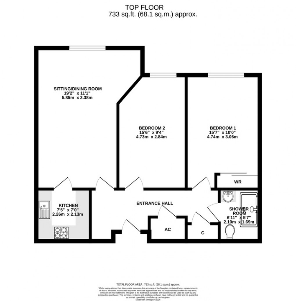 Floorplan for Cavendish Lodge, Glastonbury