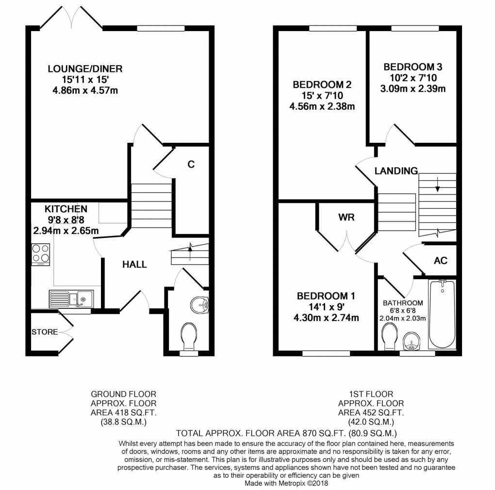 Floorplan for Cottle Close, Glastonbury, Somerset