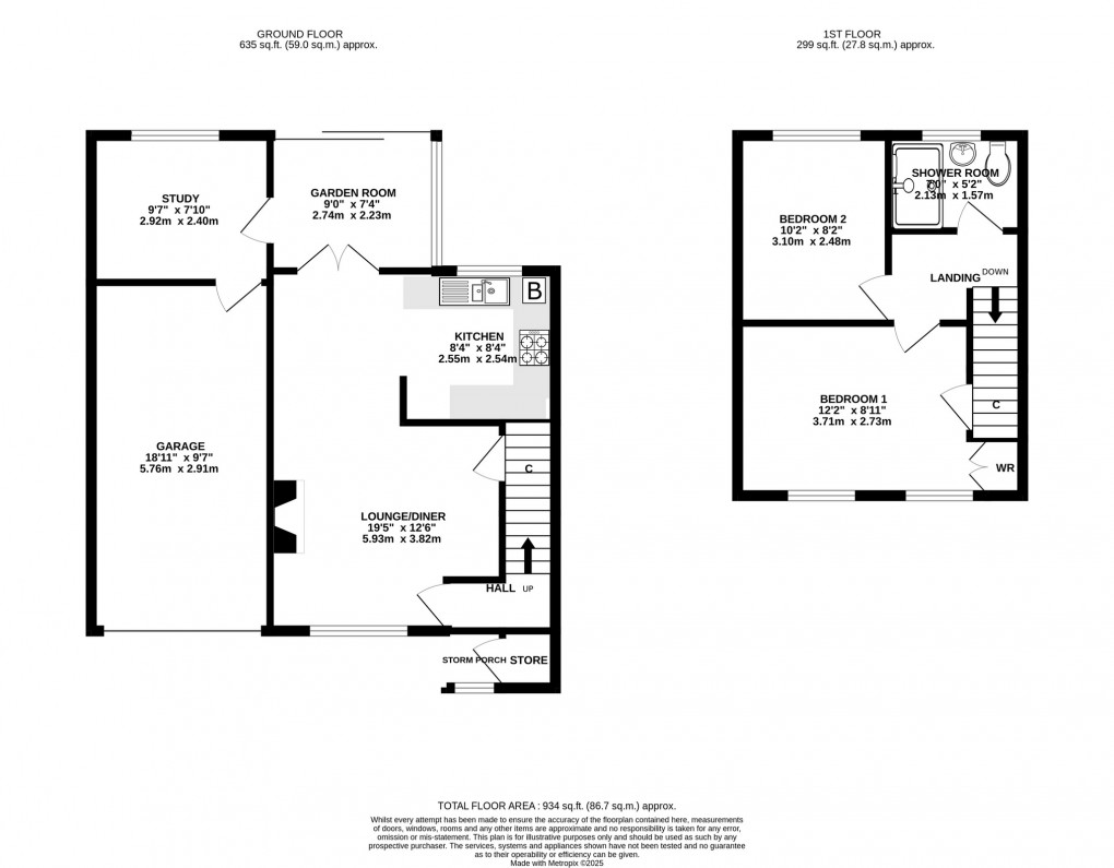 Floorplan for Park Close, Barton St. David