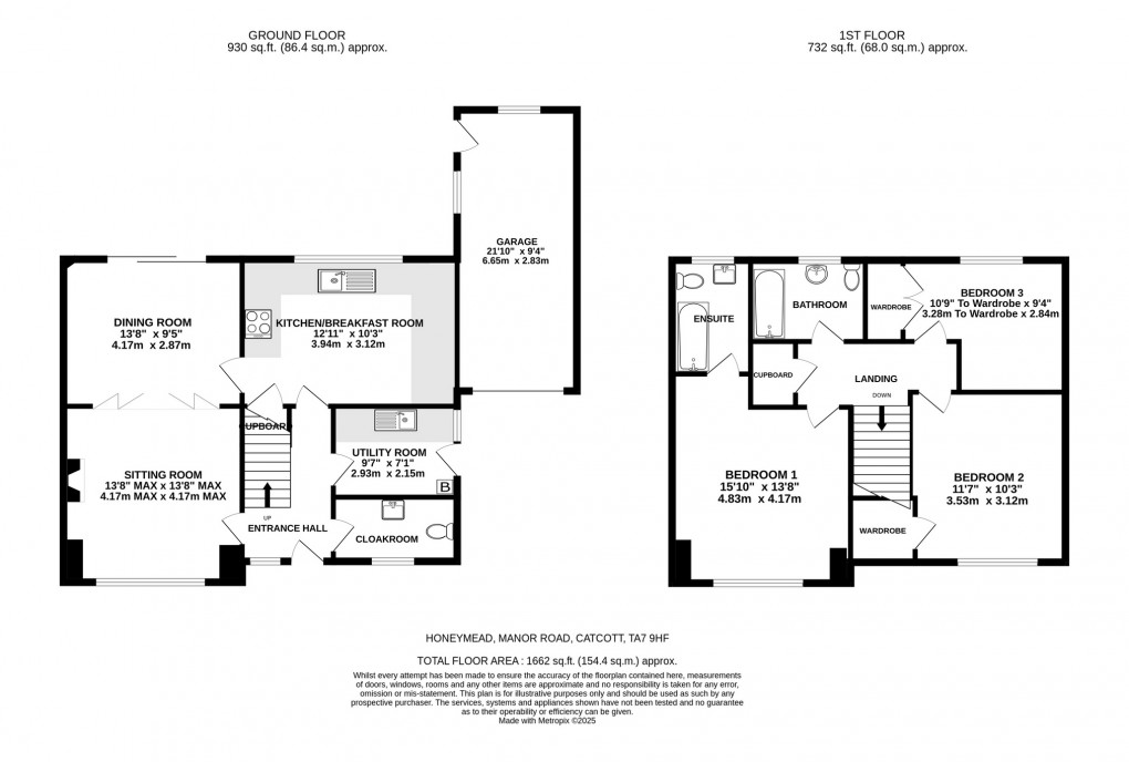 Floorplan for Manor Road, Catcott